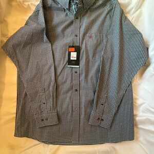 Ariat Men's Blue and Black Plaid Button Down Shirt